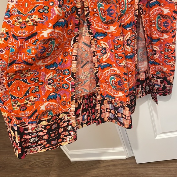 Anthropologie Red Printed Midi V Neck Dress. Women Size 8. - Picture 8 of 10